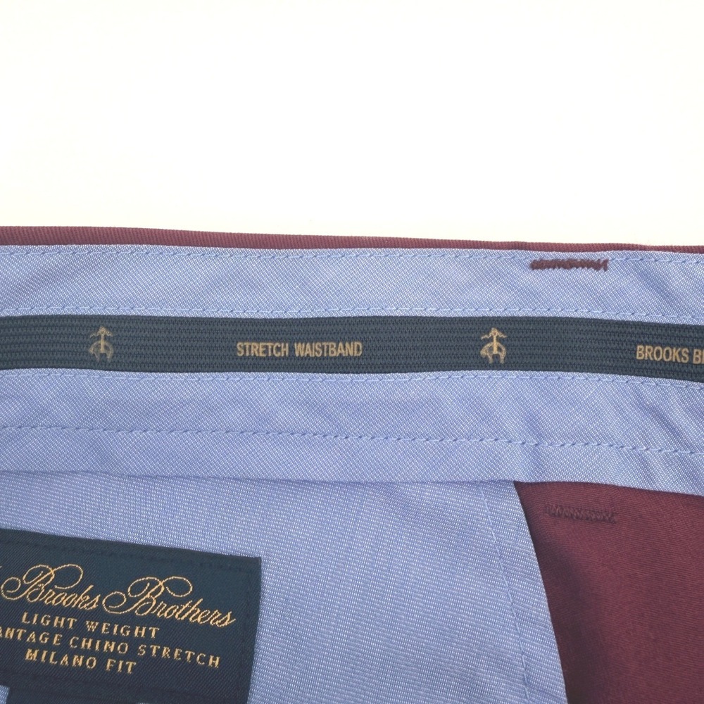 Brooks Brothers Pants Mens 35x31.5 (Tag 36x32) Burgundy‎ Lightweight Milano Fit - Picture 7 of 15